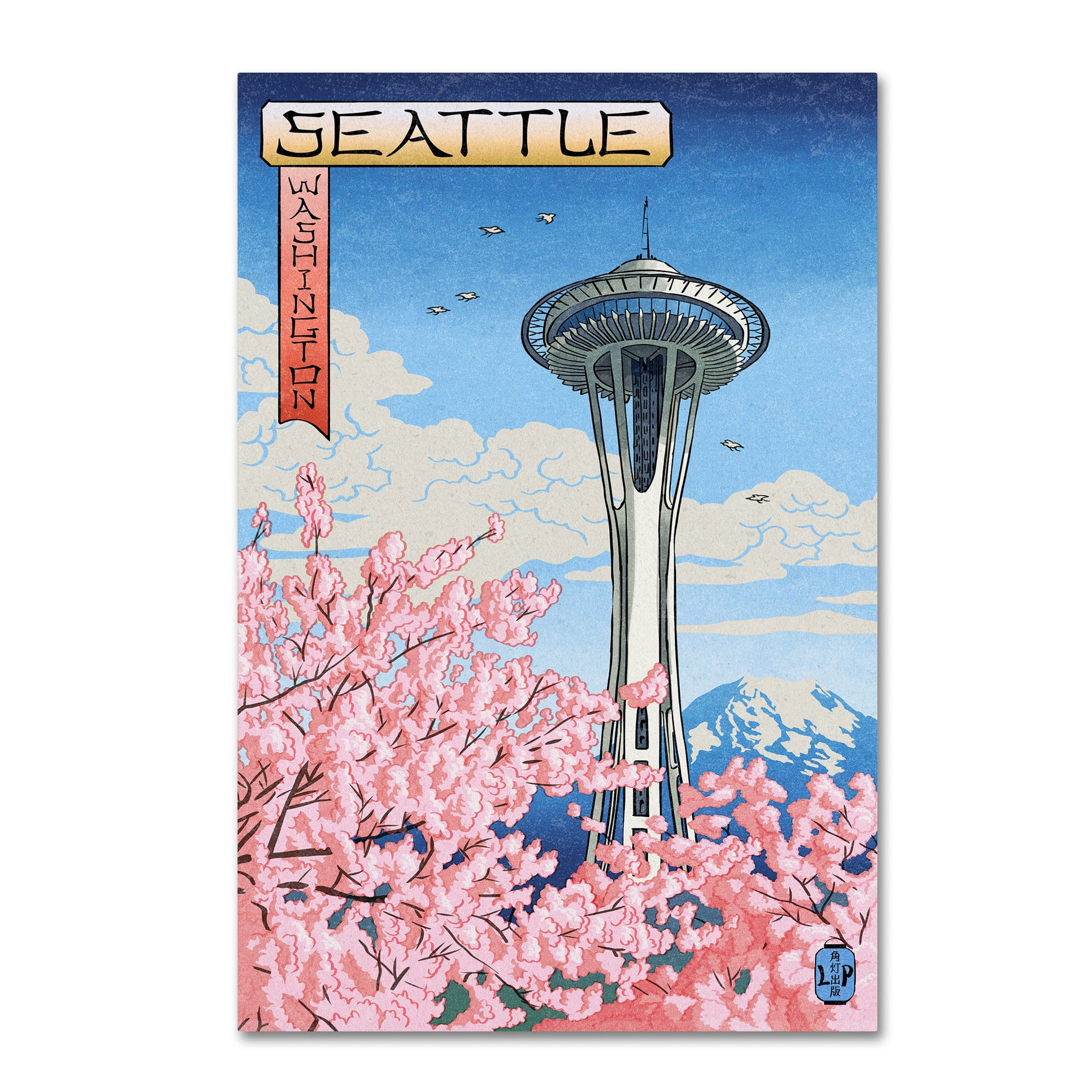 Asian Inspired Pink Tree Canvas Art with Wooden Frame