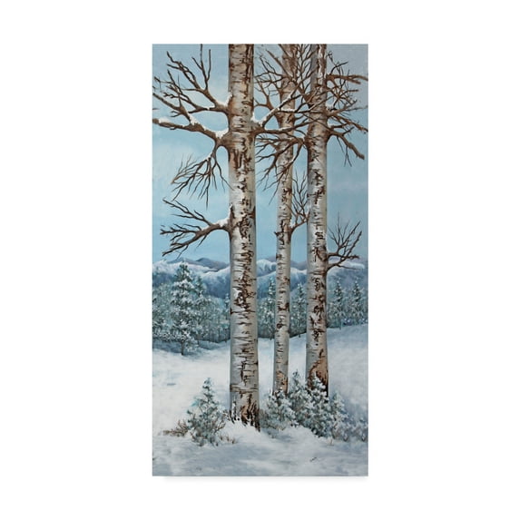 Trademark Fine Art 'Aspen Trio Winter' Canvas Art by Carol J Rupp