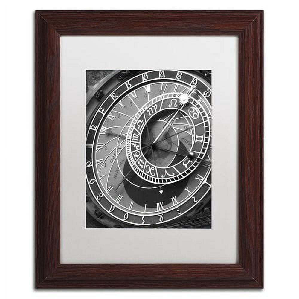 Trademark Fine Art "Astronomic Watch Prague 11" Canvas Art by Moises Levy White Matte, Wood Frame