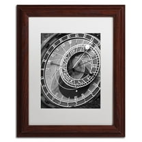 Trademark Fine Art "Astronomic Watch Prague 11" Canvas Art by Moises Levy White Matte, Wood Frame