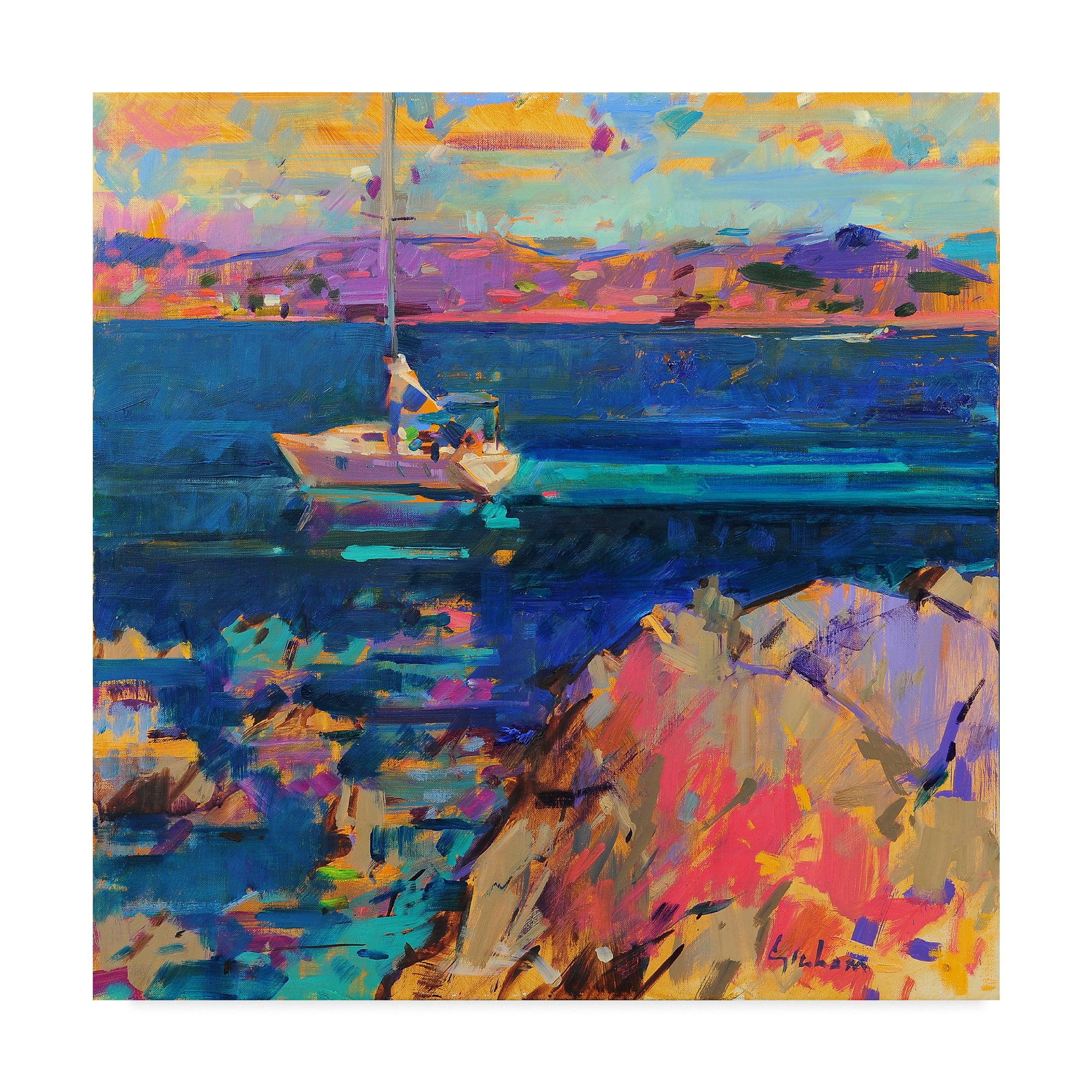 Trademark Fine Art 'At Anchor, St Tropez Coast' Canvas Art by Peter Graham
