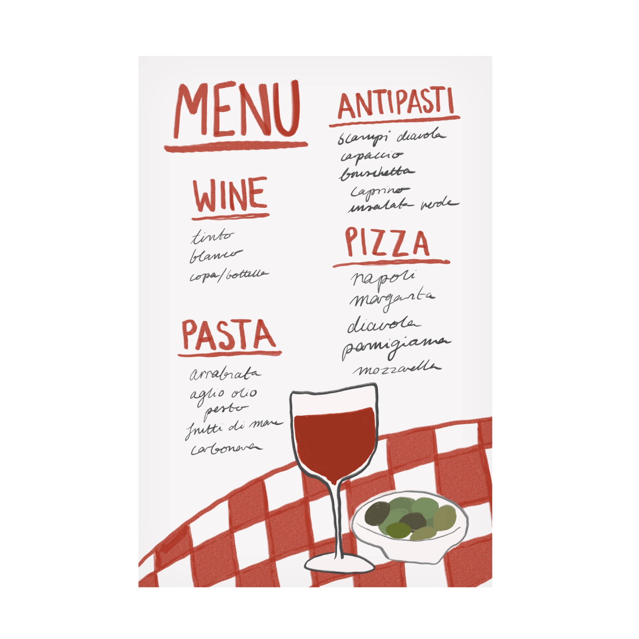 Trademark Fine Art Athene Fritsch  Italian Menu Canvas Wall Art