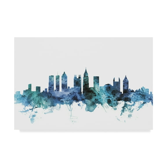 Trademark Fine Art 'Atlanta Georgia Blue Teal Skyline' Canvas Art by Michael Tompsett