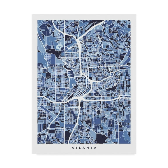 Trademark Fine Art 'Atlanta Georgia City Map Blue' Canvas Art by Michael Tompsett