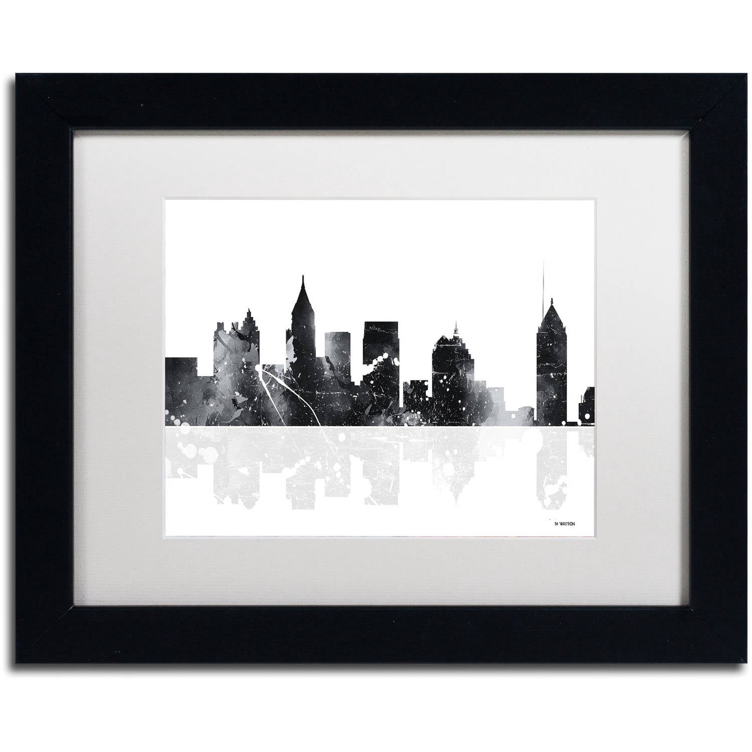 Trademark Fine Art "Atlanta Georgia Skyline BG-1" Canvas Art by Marlene Watson, White Matte, Black Frame