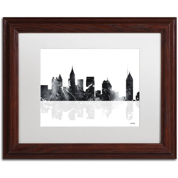 Trademark Fine Art "Atlanta Georgia Skyline BG-1" Canvas Art by Marlene Watson, White Matte, Wood Frame