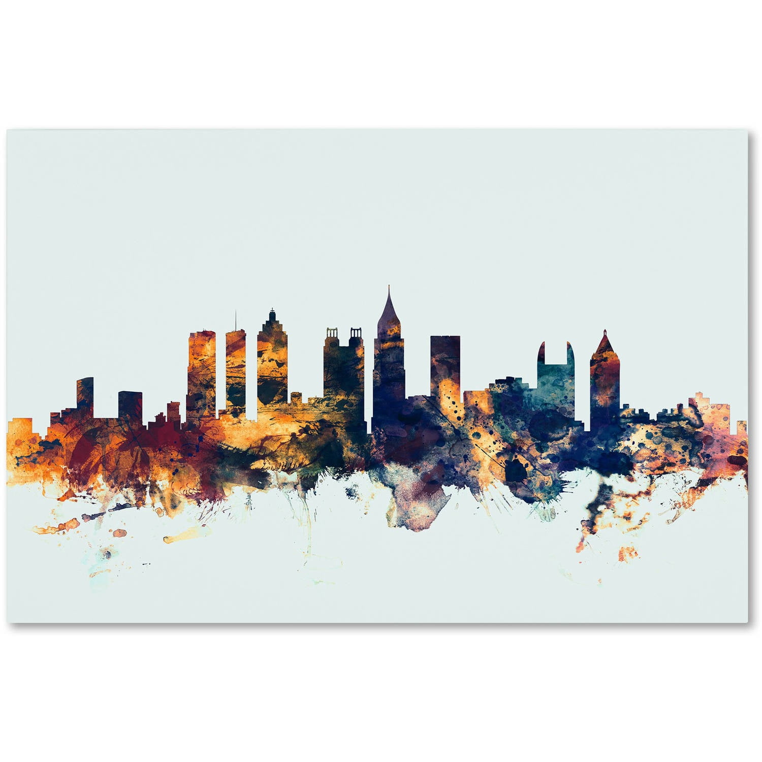 Trademark Fine Art "Atlanta Georgia Skyline Blue" Canvas Art by Michael Tompsett