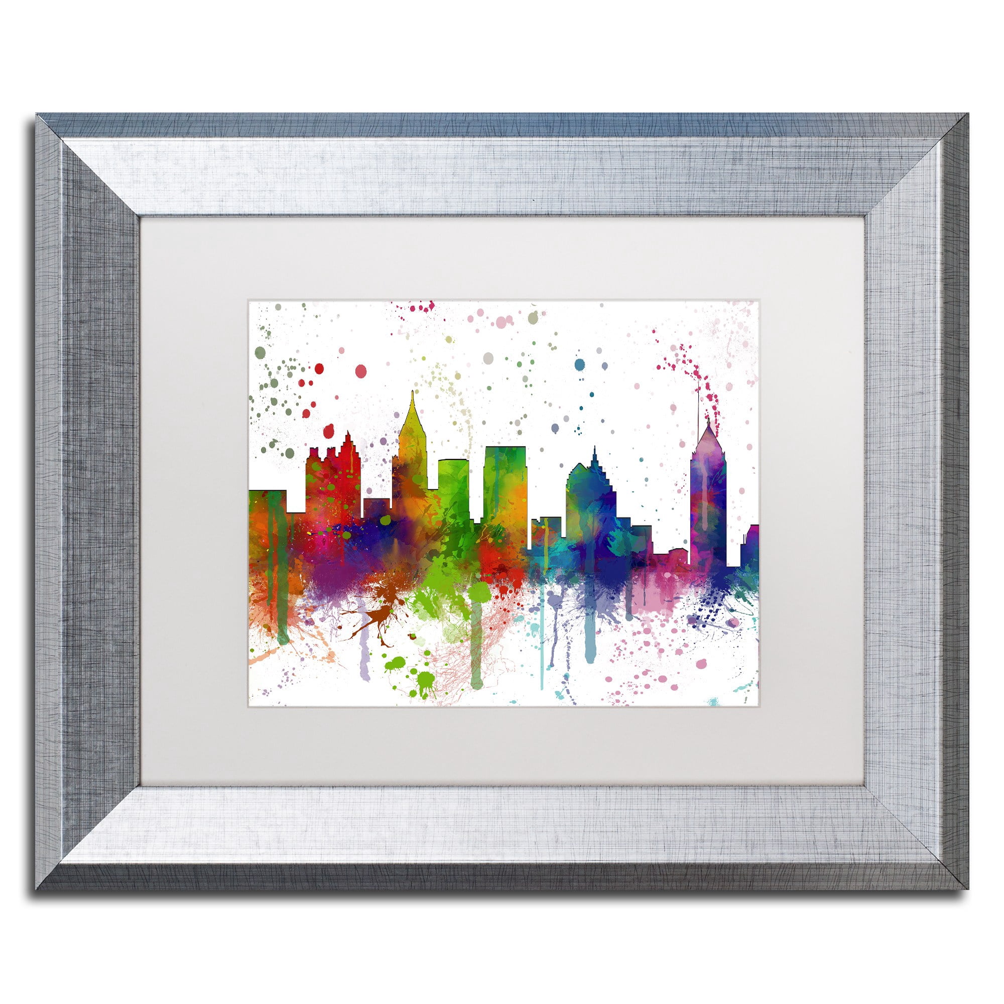 Trademark Fine Art "Atlanta Georgia Skyline Mclr-1" Canvas Art by Marlene Watson, White Matte, Silver Frame