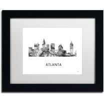 Trademark Fine Art 'Atlanta Georgia Skyline WB-BW' Canvas Art by Marlene Watson, White Matte, Black Frame