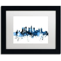 Trademark Fine Art "Atlanta Georgia Skyline White" Canvas Art by Michael Tompsett, White Matte, Black Frame