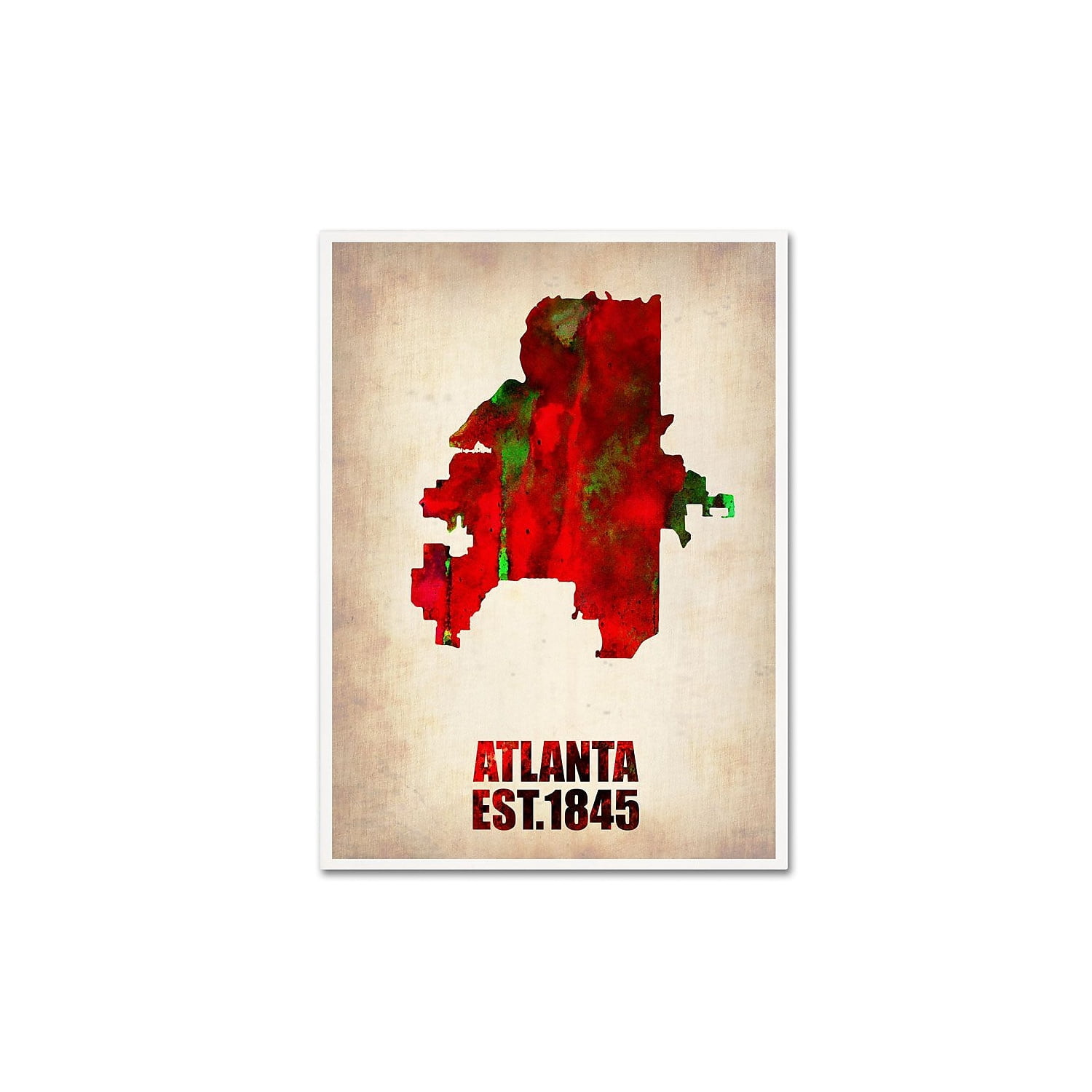 Trademark Fine Art "Atlanta Watercolor Map" Canvas Art by Naxart