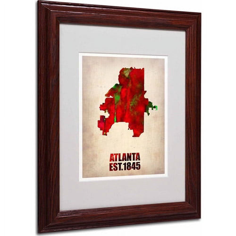 Trademark Fine Art "Atlanta Watercolor Map" Matted Framed Art by Naxart, Wood Frame