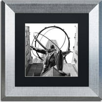 Trademark Fine Art "Atlas Rockefeller Center" Canvas Art by CATeyes, Black Matte, Silver Frame