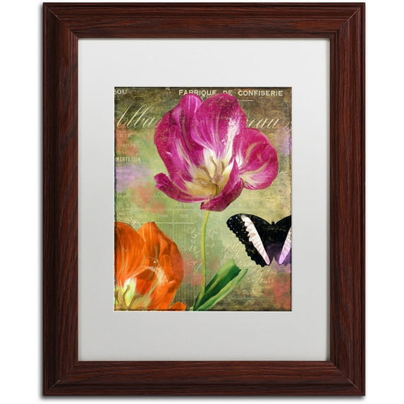 Trademark Fine Art "Aubergine Peony" Canvas Art by Color Bakery White Matte, Wood Frame