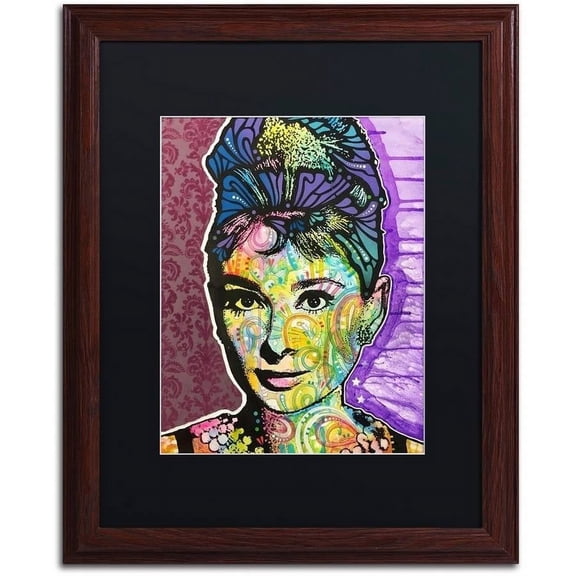 Trademark Fine Art "Audrey 2" Canvas Art by Dean Russo, Black Matte, Wood Frame