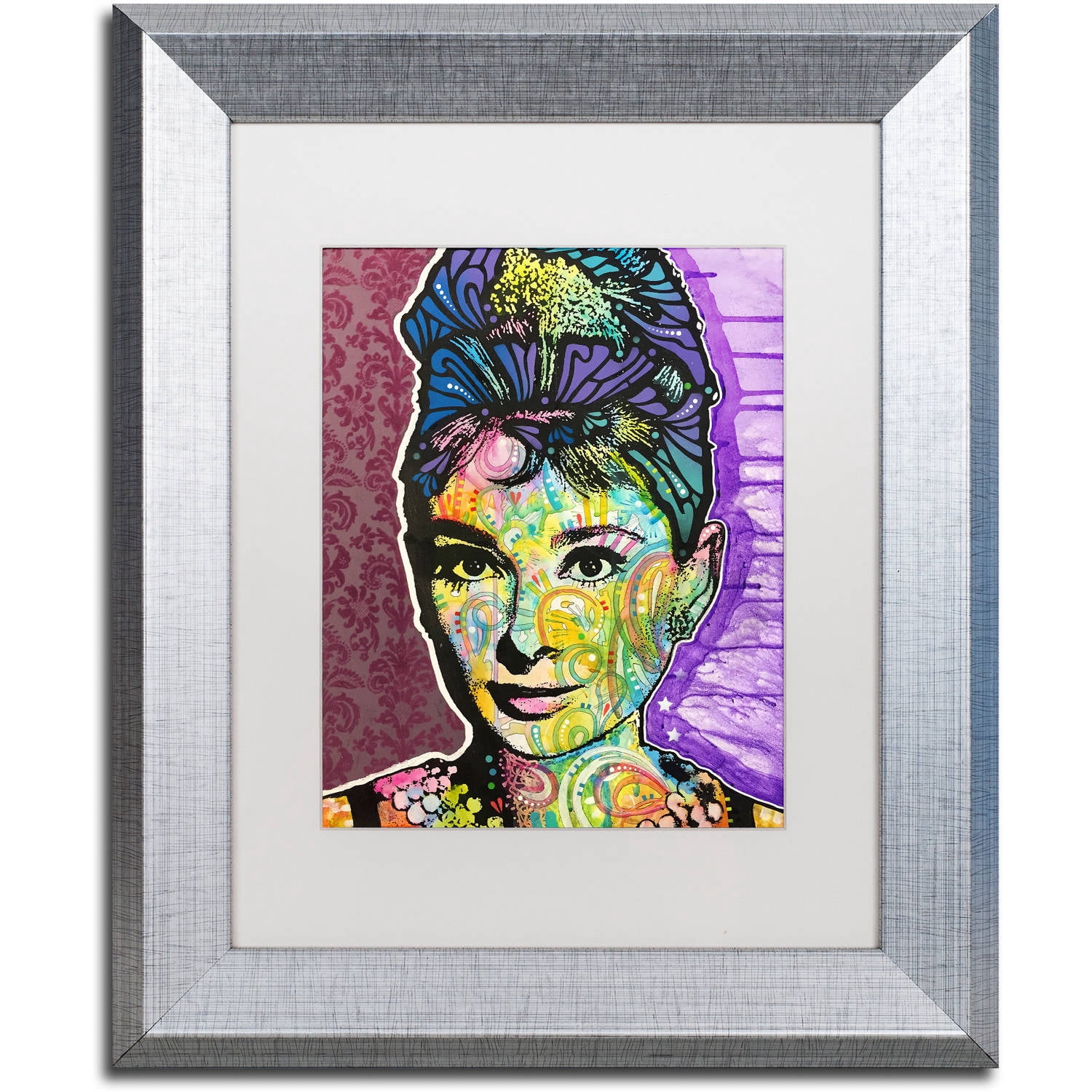 Trademark Fine Art "Audrey 2" Canvas Art by Dean Russo, White Matte, Silver Frame