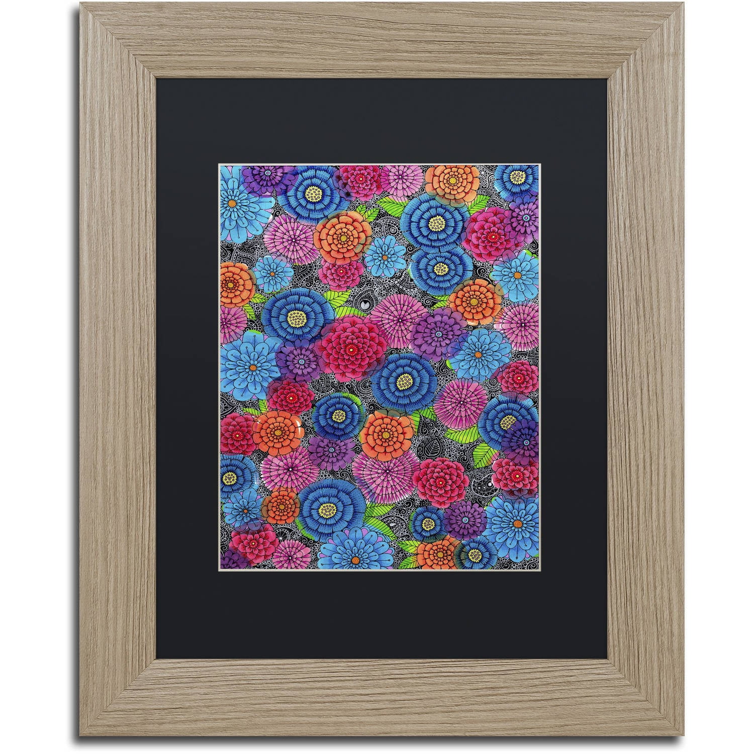 Trademark Fine Art "August Bouquet" Canvas Art by Hello Angel, Black Matte, Birch Frame