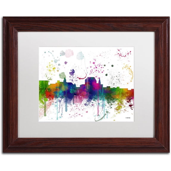 Trademark Fine Art "Augusta Maine Skyline Mclr-1" Canvas Art by Marlene Watson, White Matte, Wood Frame