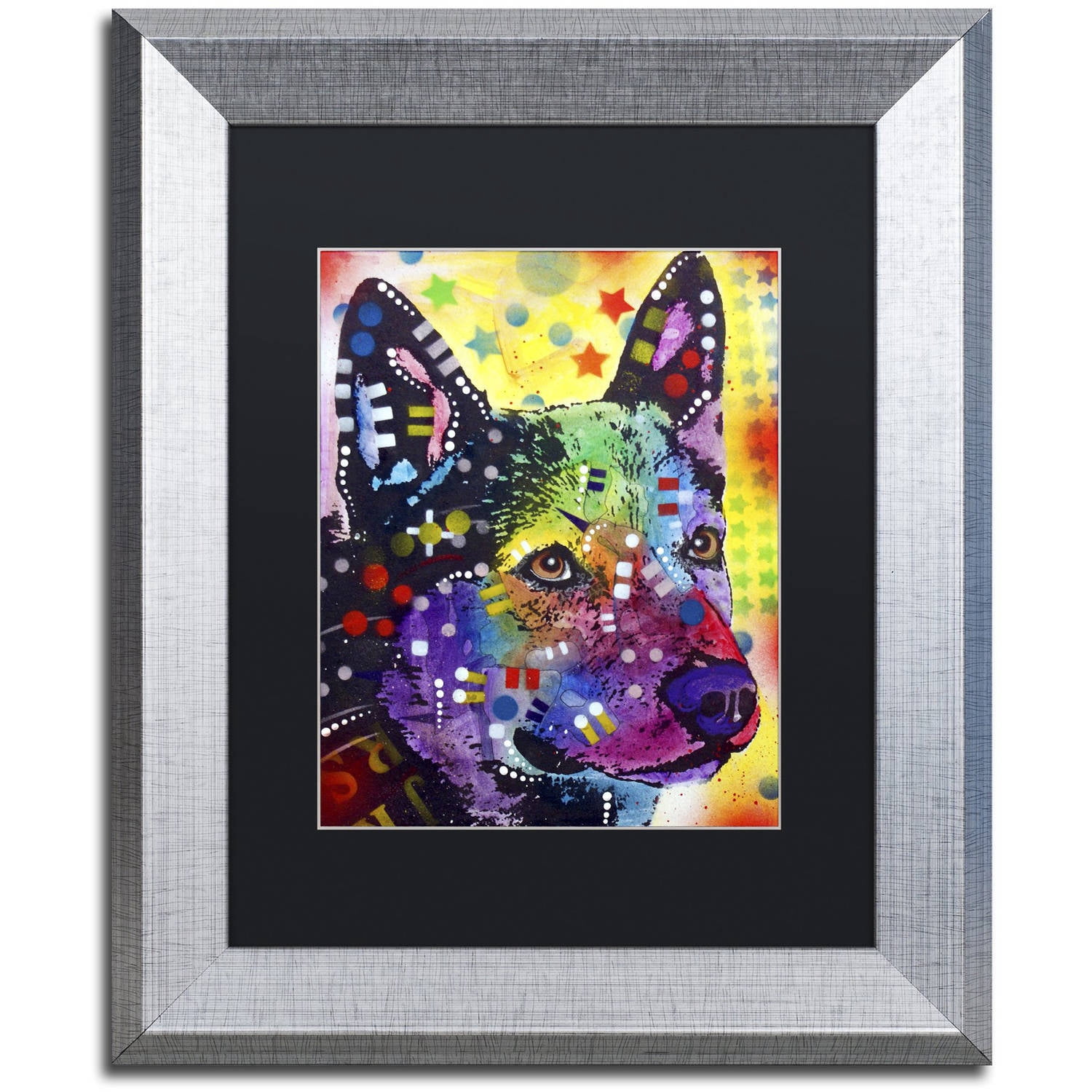 Trademark Fine Art "Aus Cattle Dog" Canvas Art by Dean Russo, Black Matte, Silver Frame