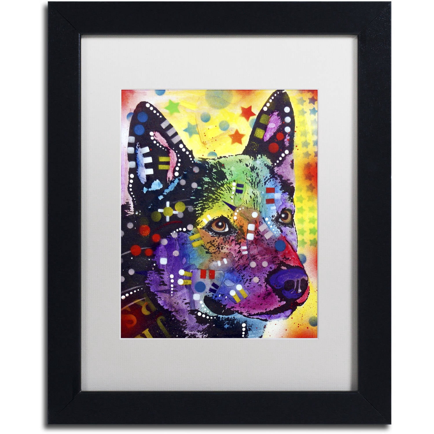 Trademark Fine Art "Aus Cattle Dog" Canvas Art by Dean Russo, White Matte, Black Frame