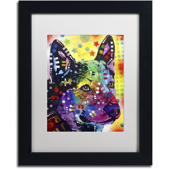 Trademark Fine Art "Aus Cattle Dog" Canvas Art by Dean Russo, White Matte, Black Frame