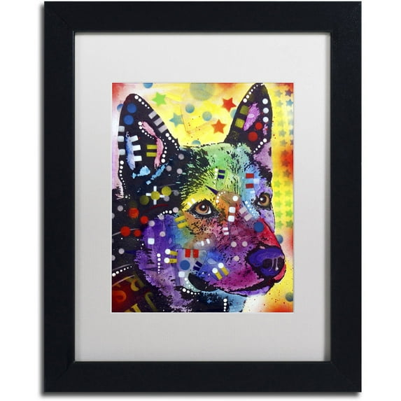 Trademark Fine Art "Aus Cattle Dog" Canvas Art by Dean Russo, White Matte, Black Frame