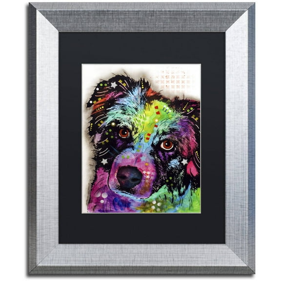 Trademark Fine Art "Aussie" Canvas Art by Dean Russo, Black Matte, Silver Frame