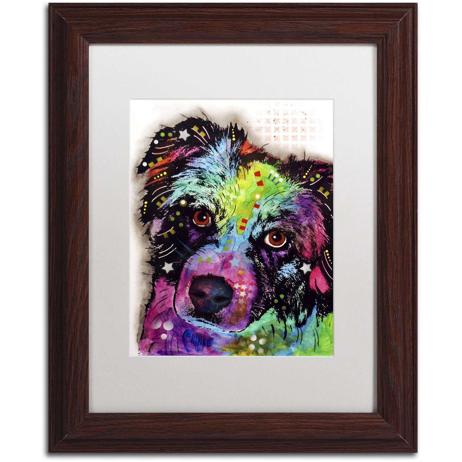 Trademark Fine Art "Aussie" Canvas Art by Dean Russo, White Matte, Wood Frame