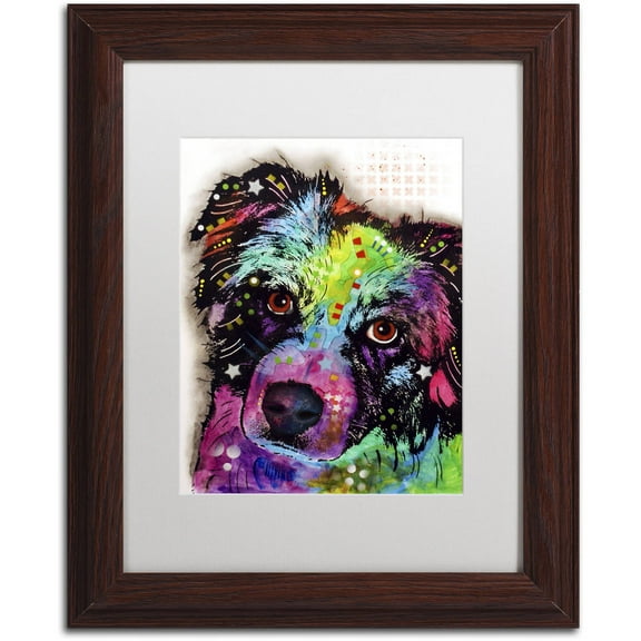 Trademark Fine Art "Aussie" Canvas Art by Dean Russo, White Matte, Wood Frame