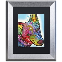 Trademark Fine Art "Aussie Sheep Dog" Canvas Art by Dean Russo, Black Matte, Silver Frame