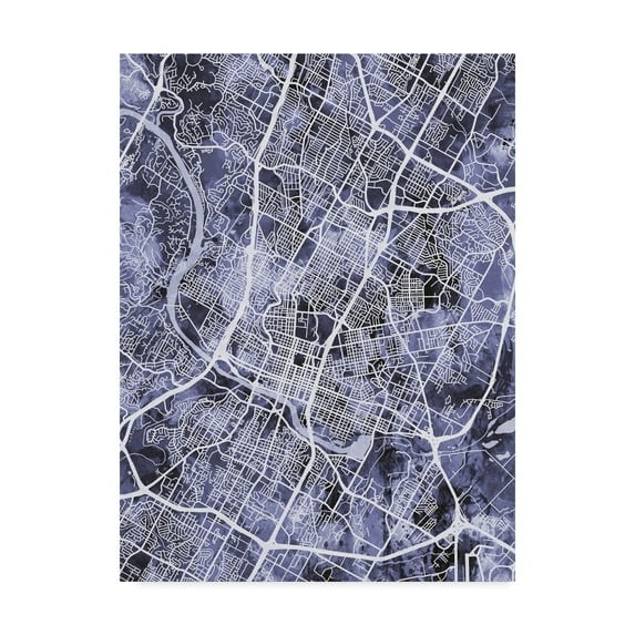 Trademark Fine Art 'Austin Texas City Map Blue' Canvas Art by Michael Tompsett