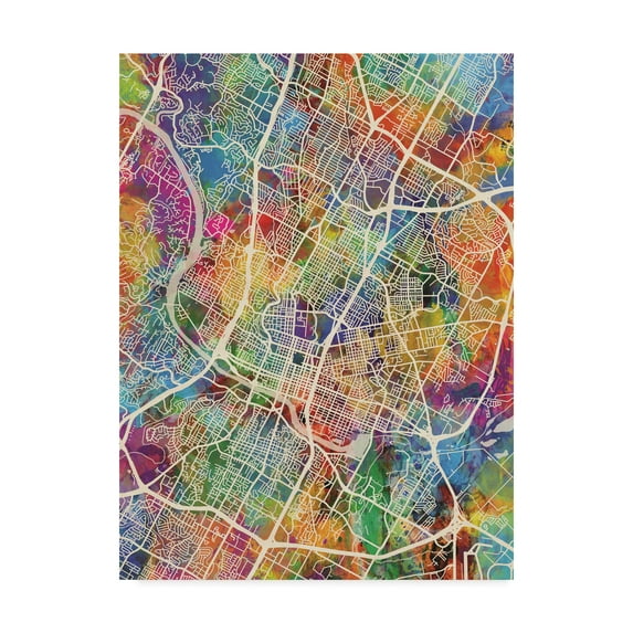 Trademark Fine Art 'Austin Texas City Map' Canvas Art by Michael Tompsett