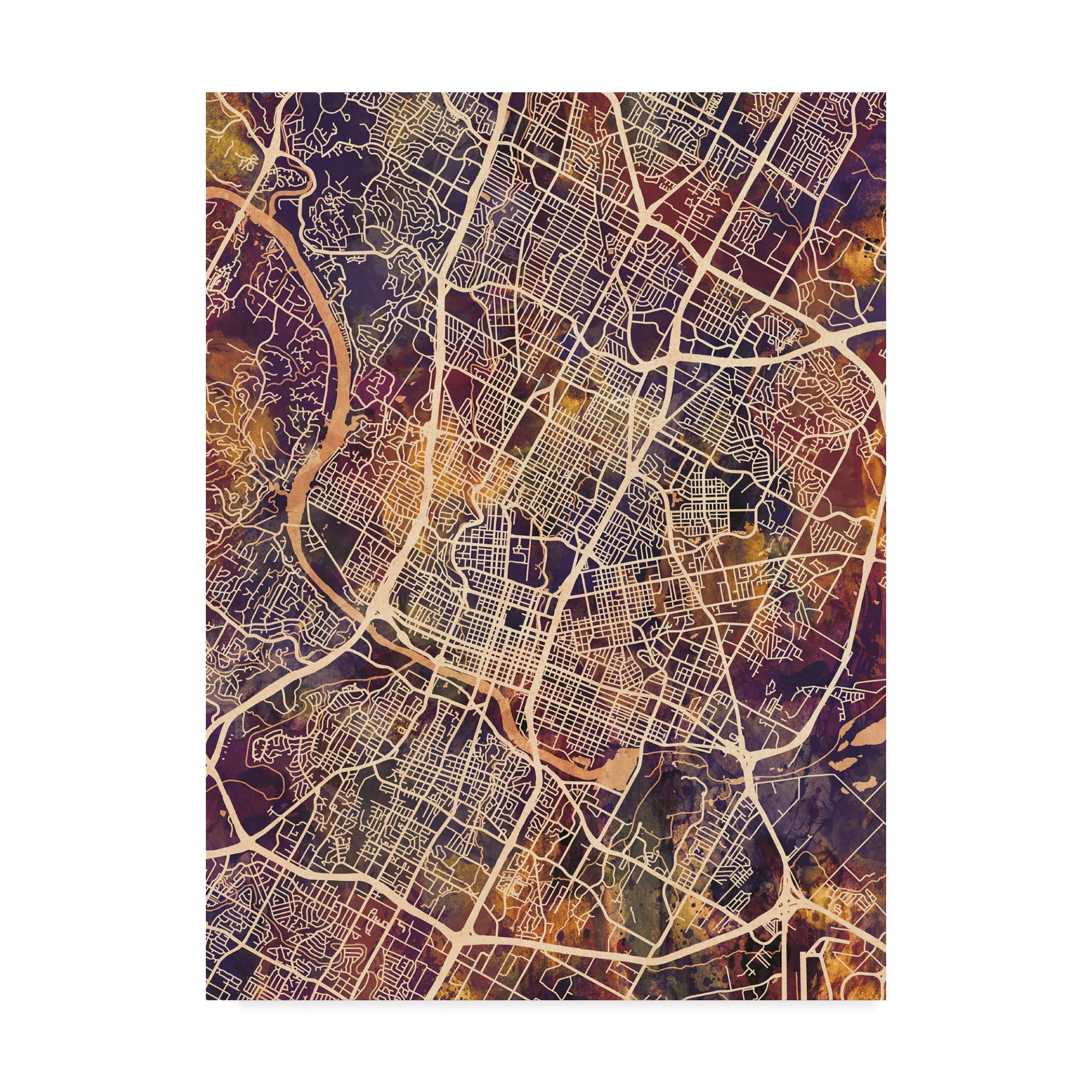 Trademark Fine Art 'Austin Texas City Map II' Canvas Art by Michael Tompsett