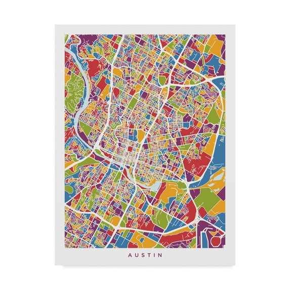 Trademark Fine Art 'Austin Texas City Map IV' Canvas Art by Michael Tompsett