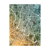 Trademark Fine Art 'Austin Texas City Map Teal Orange' Canvas Art by Michael Tompsett