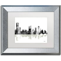Trademark Fine Art "Austin Texas Skyline BG-1" Canvas Art by Marlene Watson, White Matte, Silver Frame