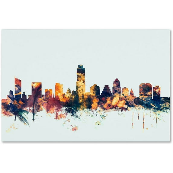 Trademark Fine Art "Austin Texas Skyline Blue" Canvas Art by Michael Tompsett