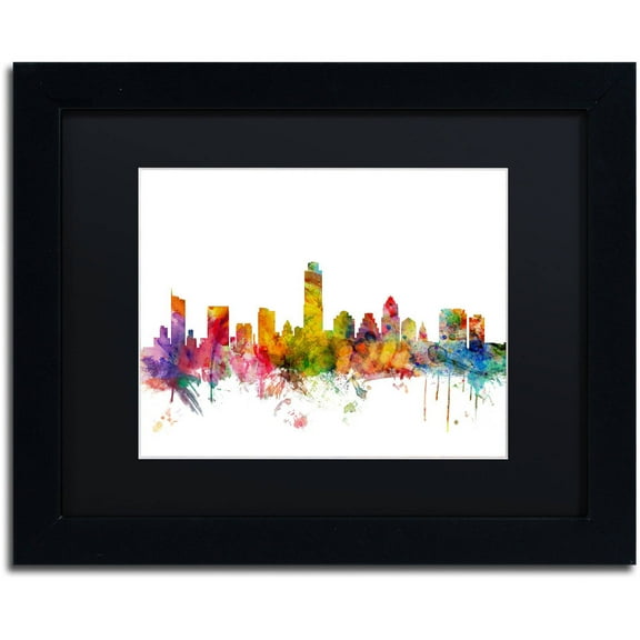 Trademark Fine Art 'Austin Texas Skyline' Canvas Art by Michael Tompsett, Black Matte, Black Frame