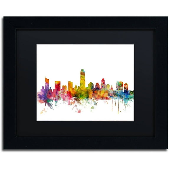Trademark Fine Art 'Austin Texas Skyline' Canvas Art by Michael Tompsett, Black Matte, Black Frame