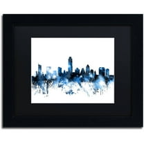 Trademark Fine Art 'Austin Texas Skyline II' Canvas Art by Michael Tompsett, Black Matte, Black Frame