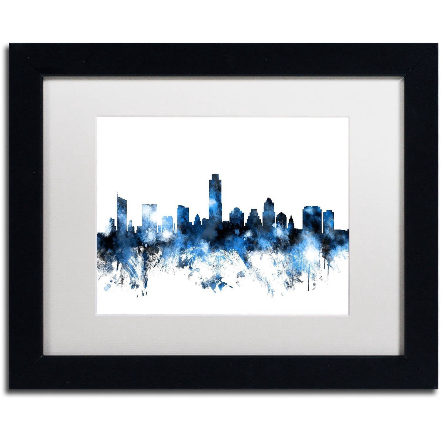 Trademark Fine Art 'Austin Texas Skyline II' Canvas Art by Michael Tompsett, White Matte, Black Frame
