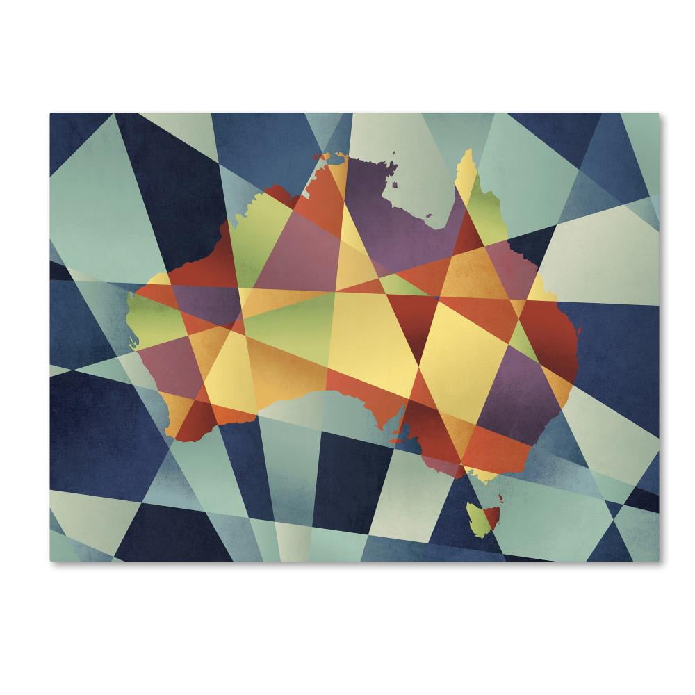 Trademark Fine Art "Australia Geometric Retro Map" Canvas Art by Michael Tompsett