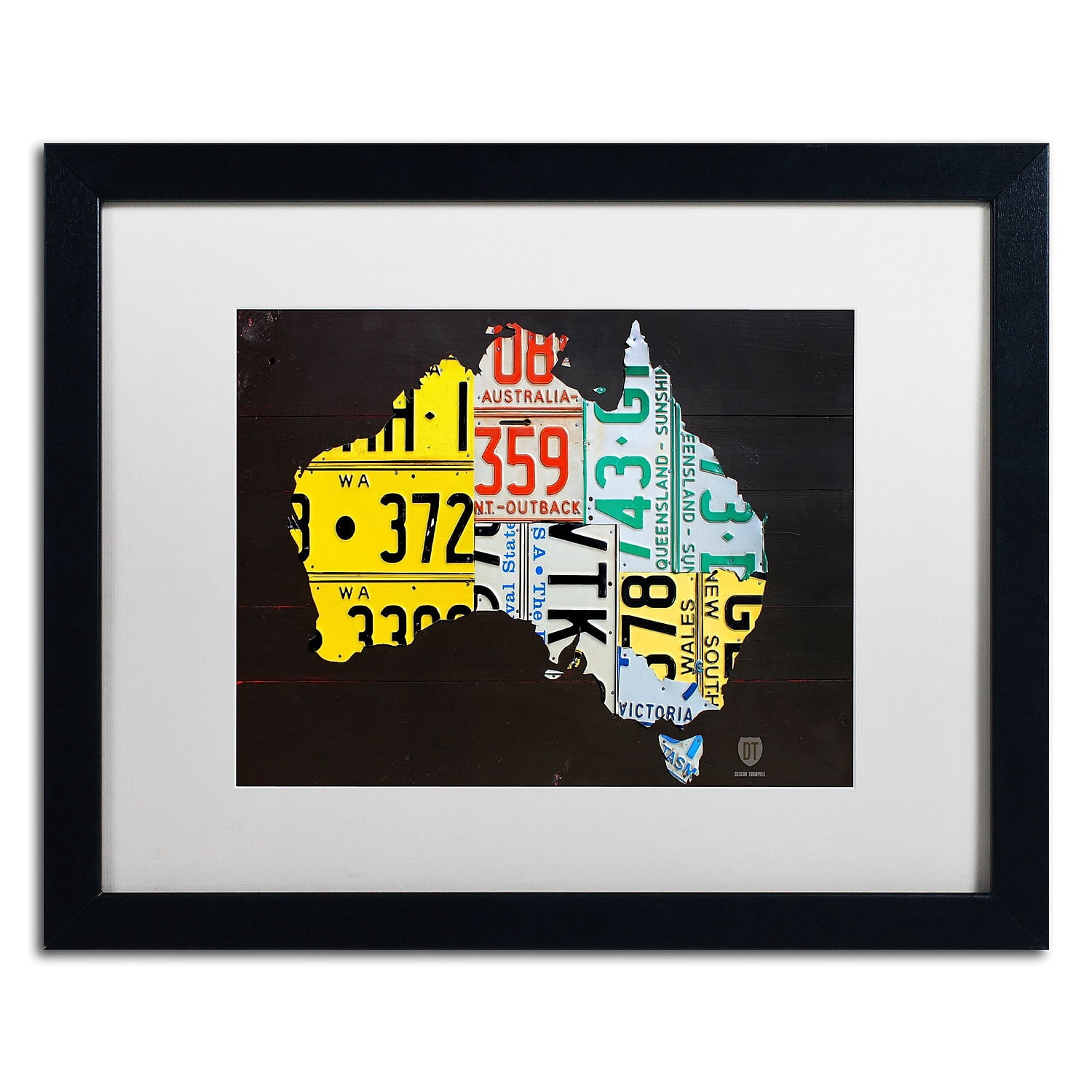 Trademark Fine Art 'Australia License Plate Map' Canvas Art by Design Turnpike, White Matte, Black Frame