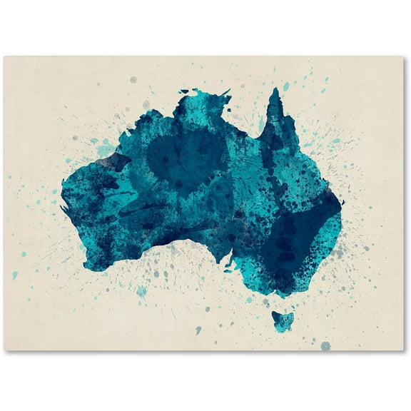 Trademark Fine Art "Australia Paint Splashes Map 2" Canvas Art by Michael Tompsett