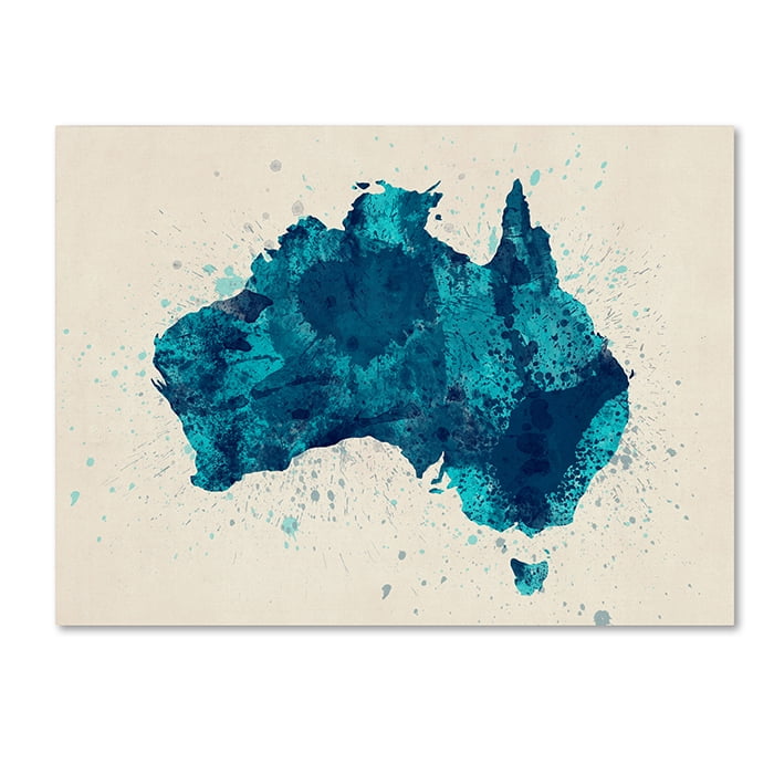 Trademark Fine Art "Australia Paint Splashes Map 2" Canvas Art by Michael Tompsett