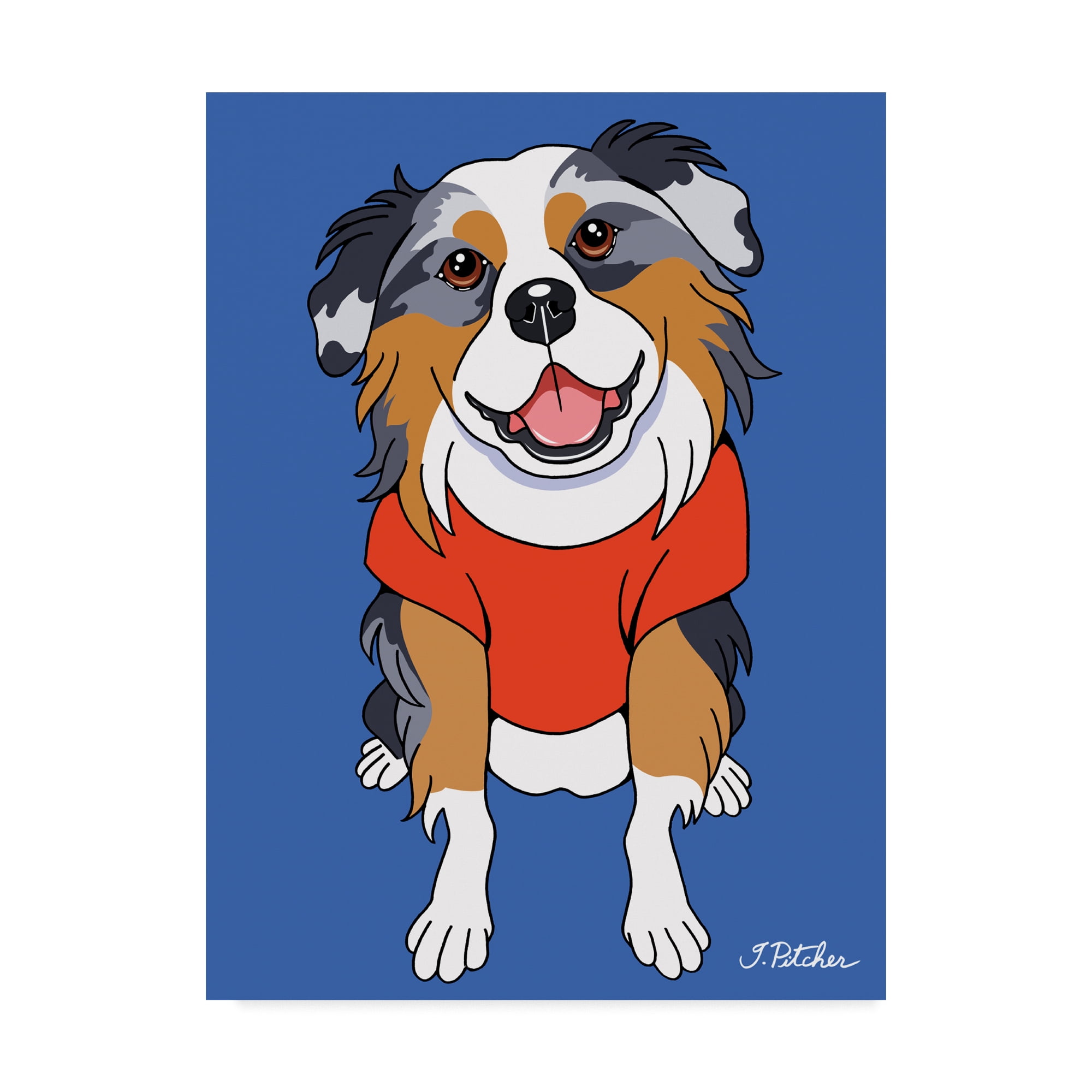 Trademark Fine Art 'Australian Shepherd Illustration' Canvas Art by Tomoyo Pitcher