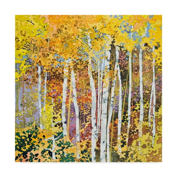 Trademark Fine Art 'Autumn Birches White' Canvas Art by Sharon Pitts