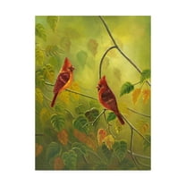Trademark Fine Art 'Autumn Cardinals' Canvas Art by Patricia Feathers