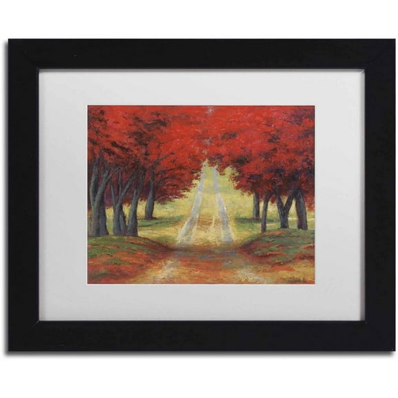 Trademark Fine Art 'Autumn Pathway' Canvas Art by Daniel Moises, White Matte, Black Frame