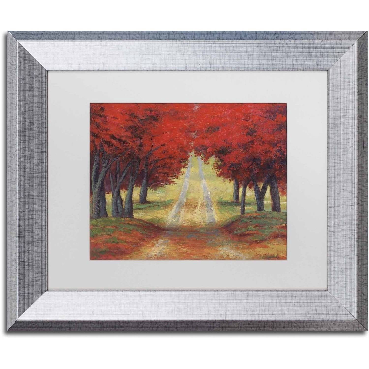 Trademark Fine Art 'Autumn Pathway' Canvas Art by Daniel Moises, White Matte, Silver Frame